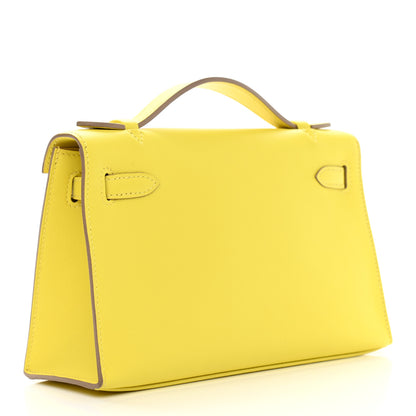 Hermes Swift Kelly Pochette Clutch Lime 3 of 10
