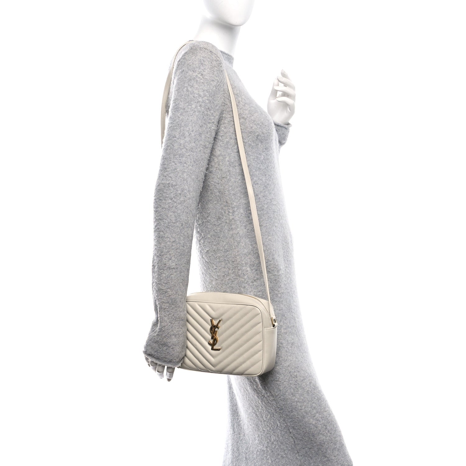 Saint Laurent Calfskin Matelasse Monogram Lou Camera Bag Crema Soft 3 of 10
