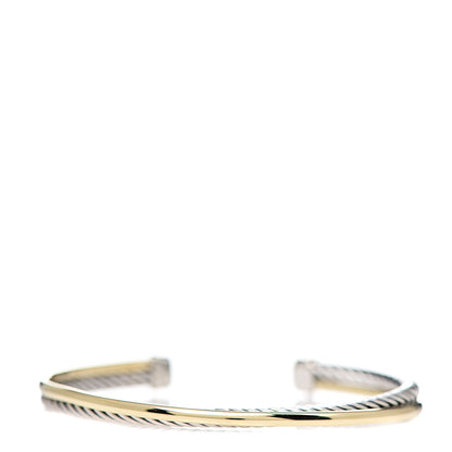 David Yurman Sterling Silver 18K Yellow Gold 3mm Crossover Cuff Bracelet 1 of 4