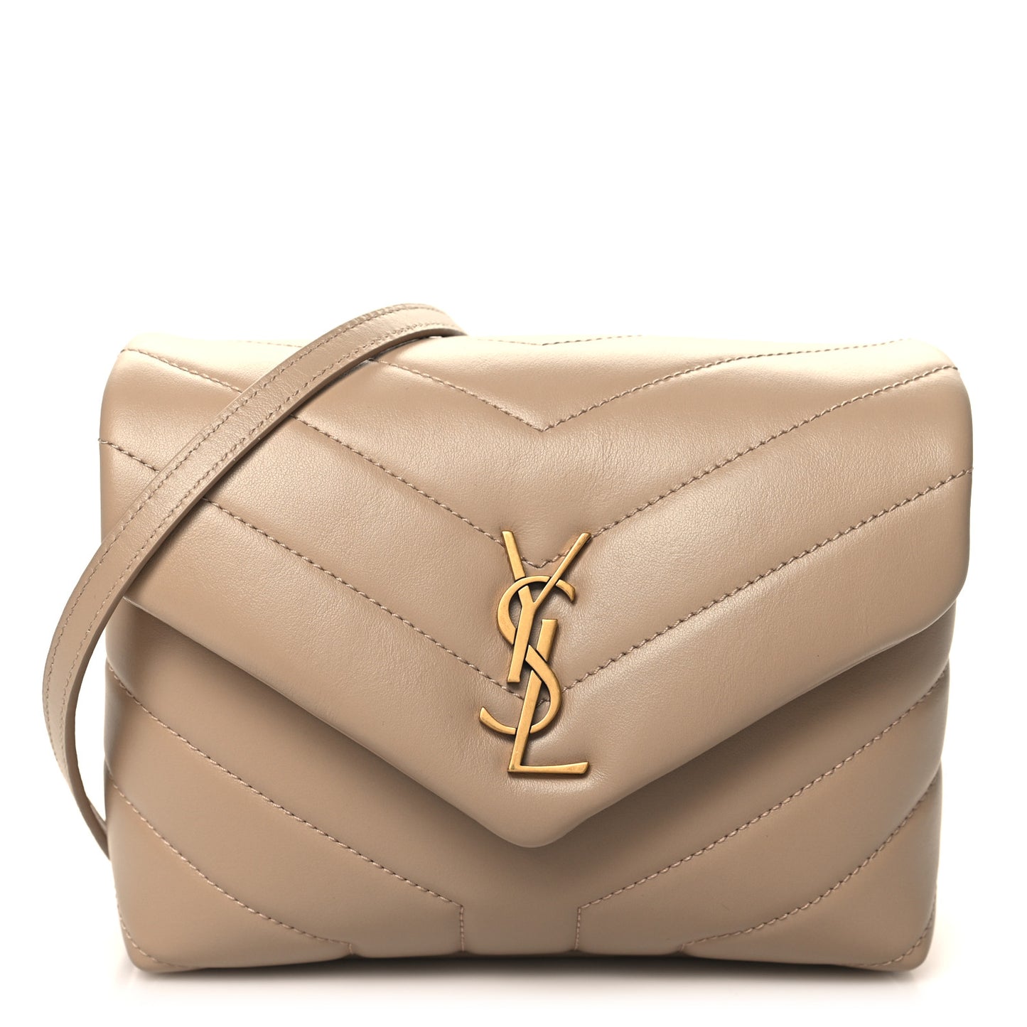Calfskin Y Quilted Monogram Toy Loulou Crossbody Bag Taupe