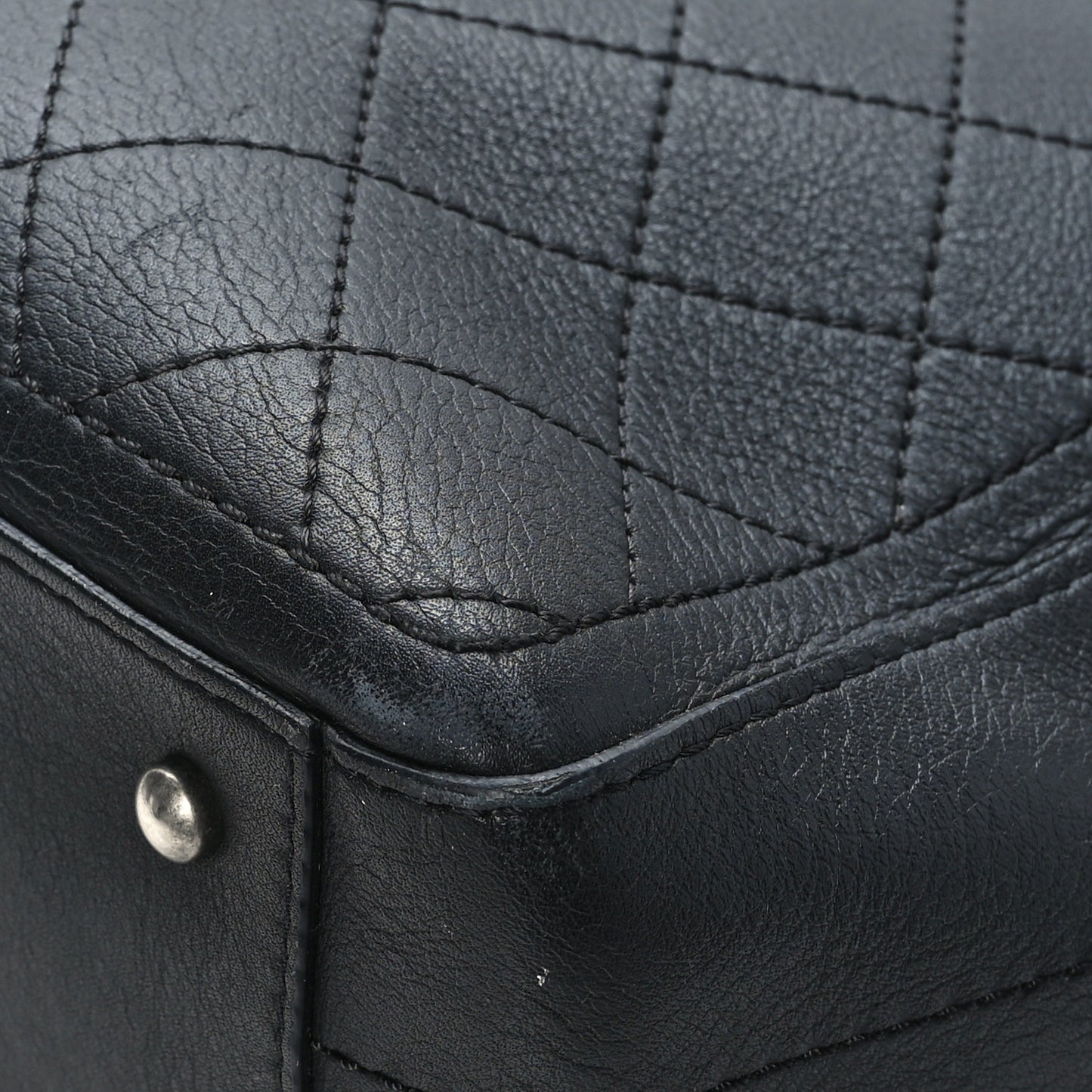 Bullskin Stitched Bi-Color Large Shopping Tote Black