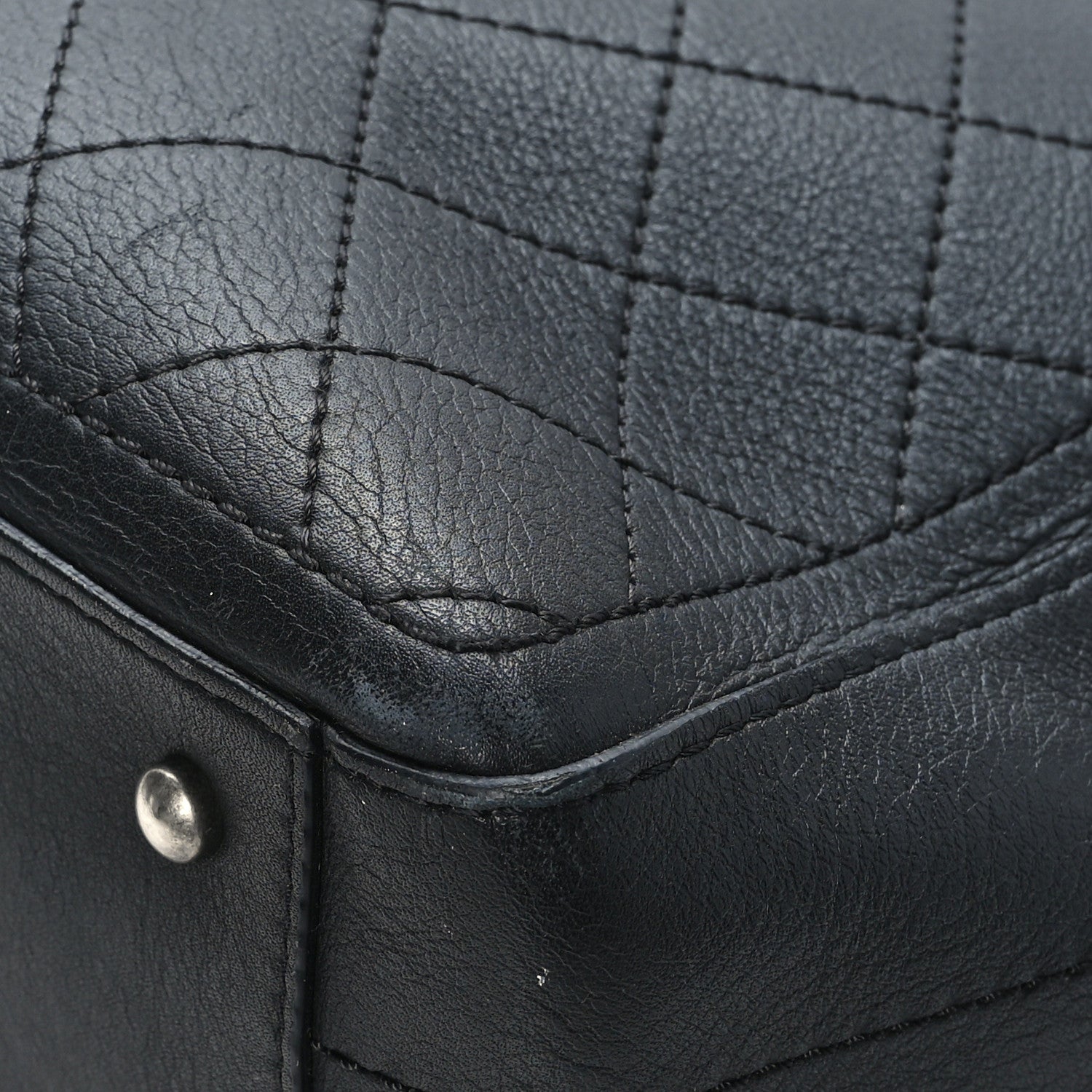 Chanel Bullskin Stitched Bi-Color Large Shopping Tote Black 12 of 14