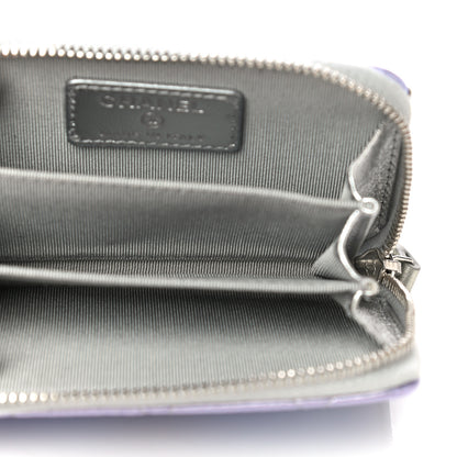Chanel Gradient Metallic Calfskin Quilted Zip Around Coin Purse Wallet Silver Blue Yellow Purple 5 of 11