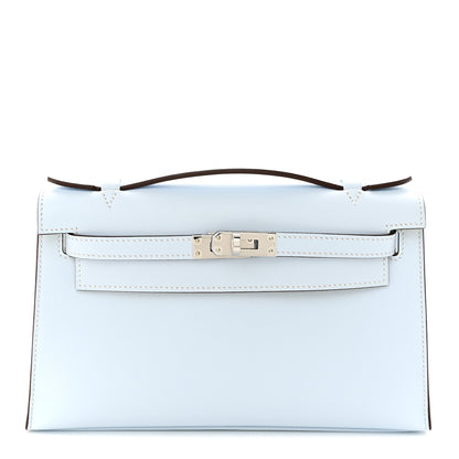 Hermes Swift Horseshoe Kelly Pochette Clutch Bleu Brume Lime 1 of 11