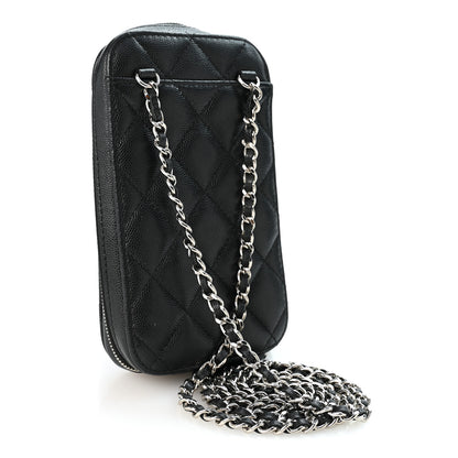 Chanel Caviar Quilted Phone Holder Wallet On Chain WOC Black 3 of 10