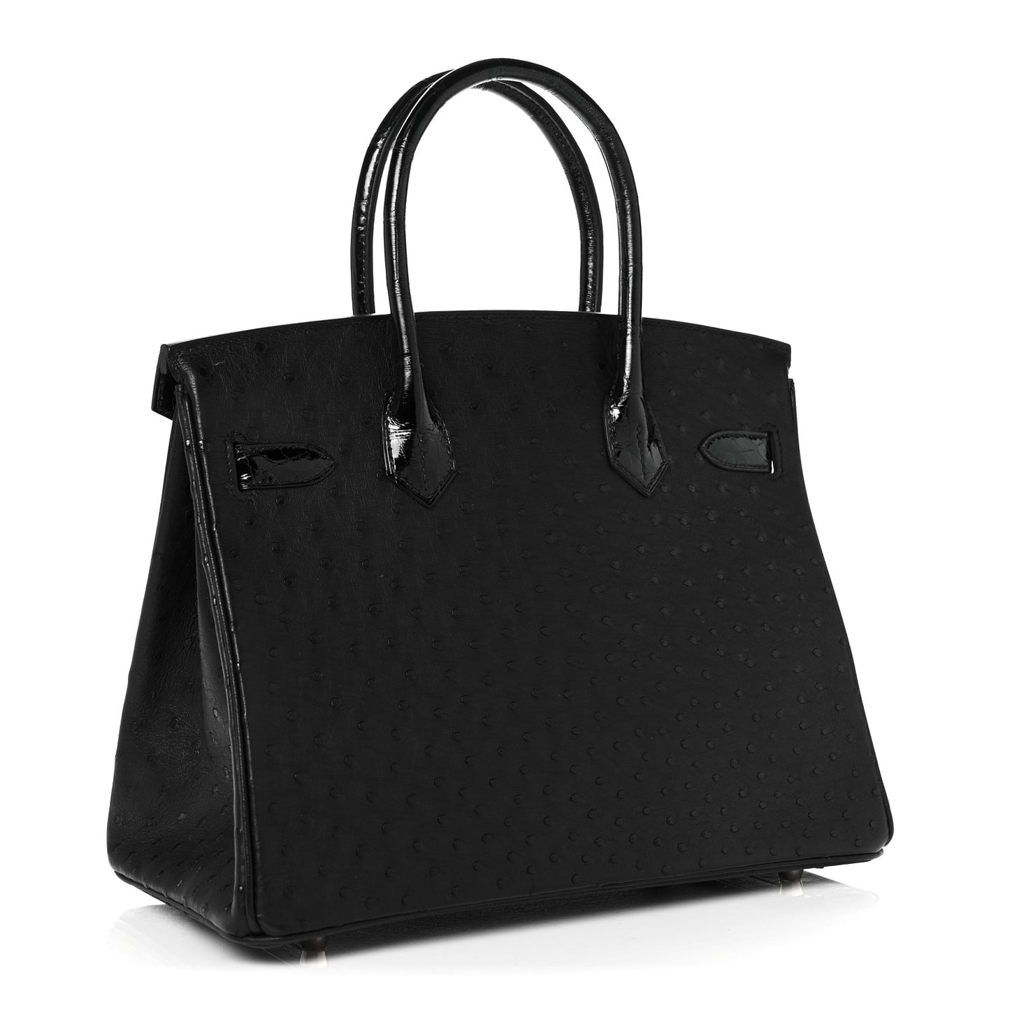 Ostrich Shiny Alligator Birkin Touch 30 Black
