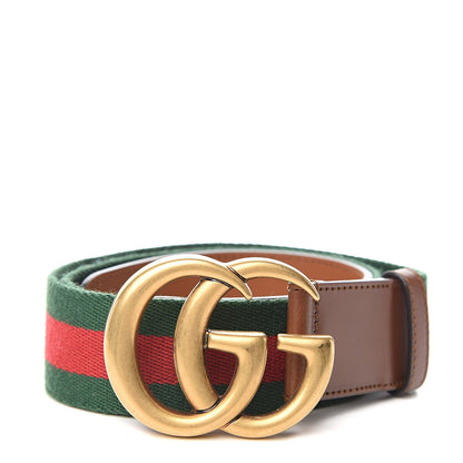 Gucci Nylon Calfskin Double G Web Belt 85 34 Brown 1 of 7