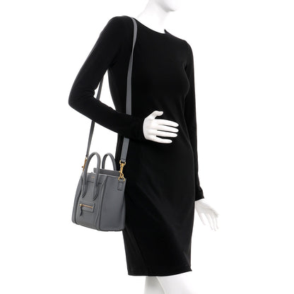 Celine Drummed Calfskin Nano Luggage Kohl 2 of 8