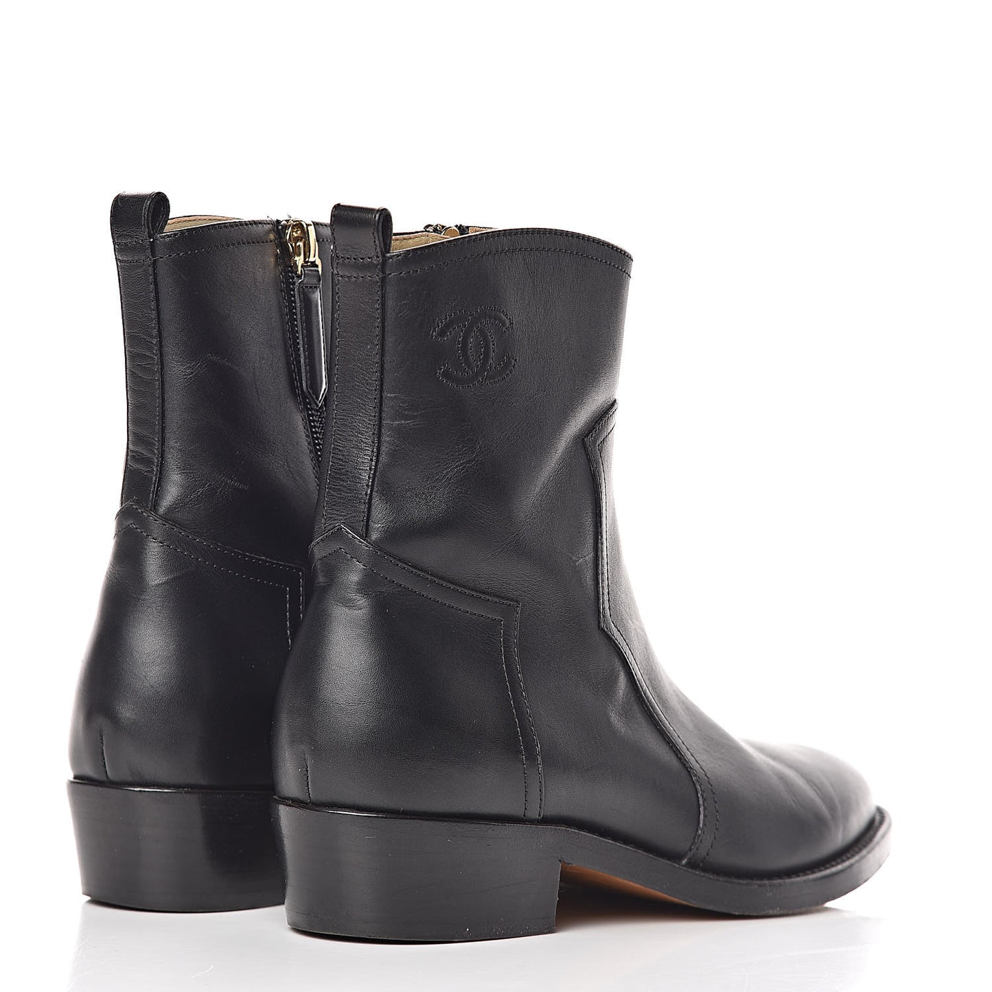 Calfskin Paris Dallas Zip Ankle Boots 37 Black