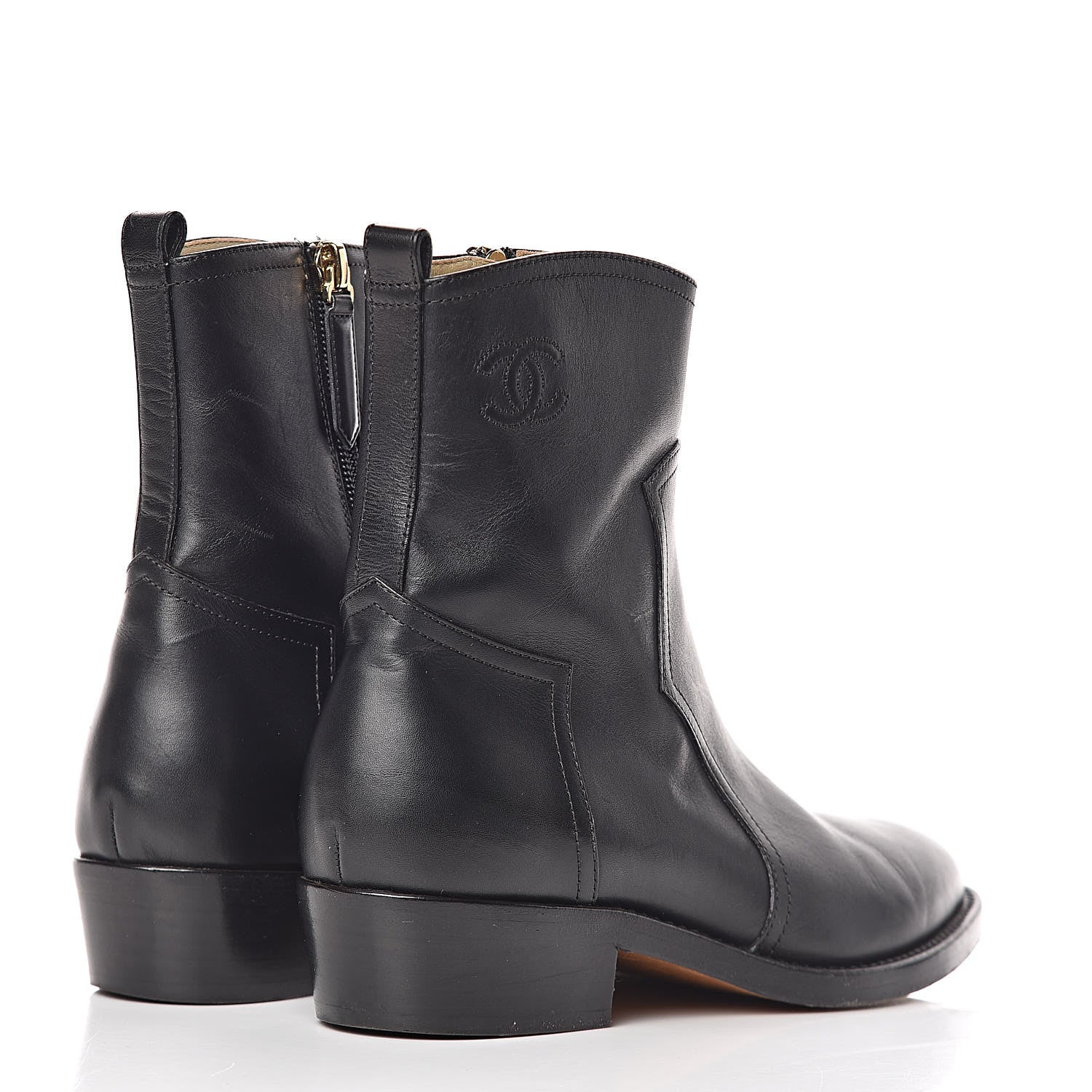 Chanel Calfskin Paris Dallas Zip Ankle Boots 37 Black 4 of 16