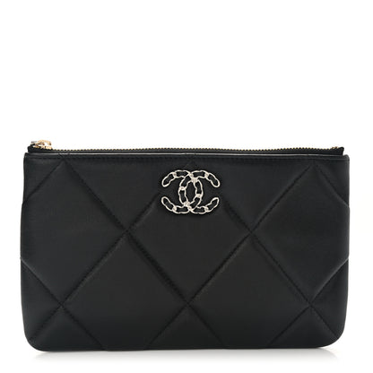 Chanel Lambskin Quilted Small Chanel 19 Pouch Black 1 of 8
