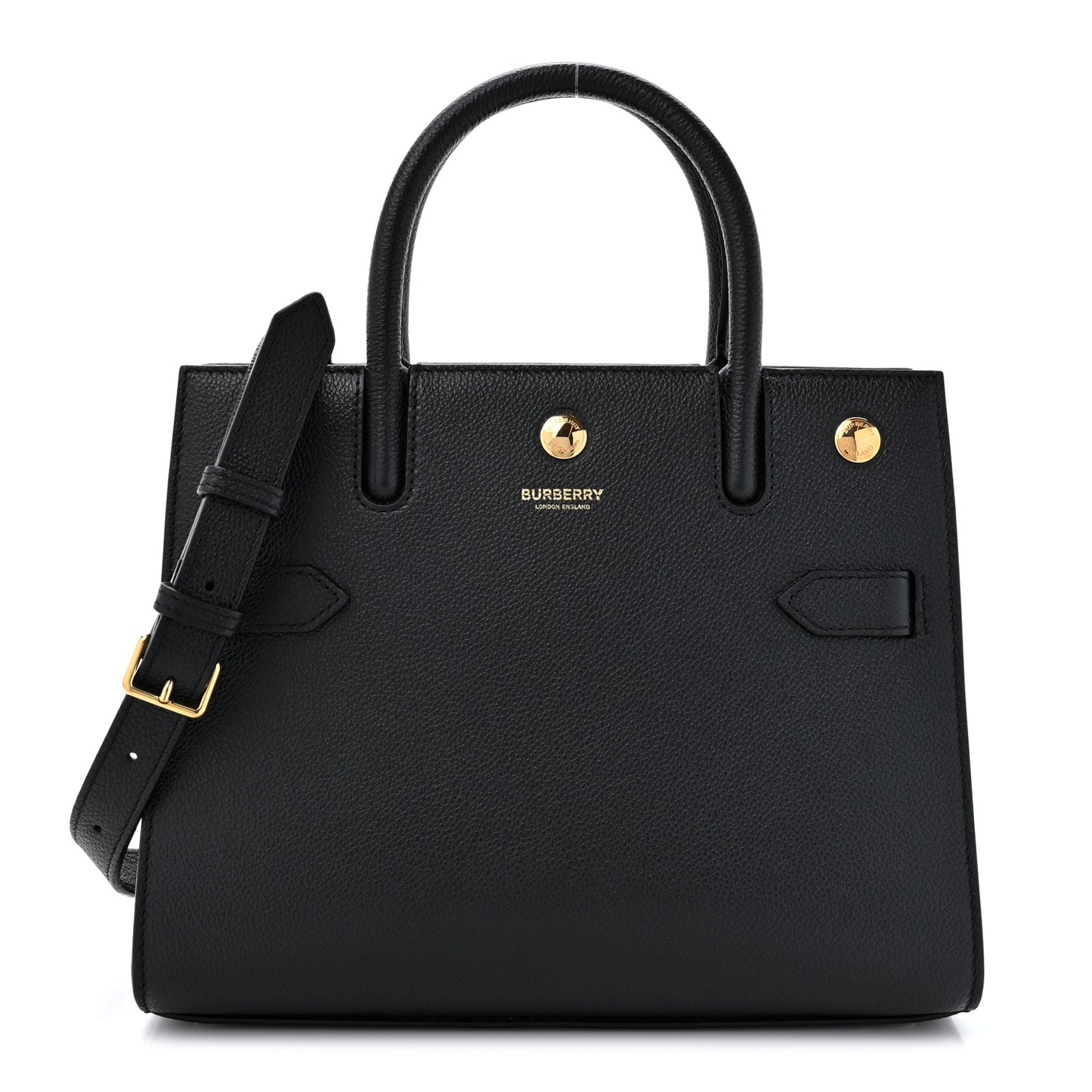 Grainy Calfskin Mini Two Handle Title Bag Black