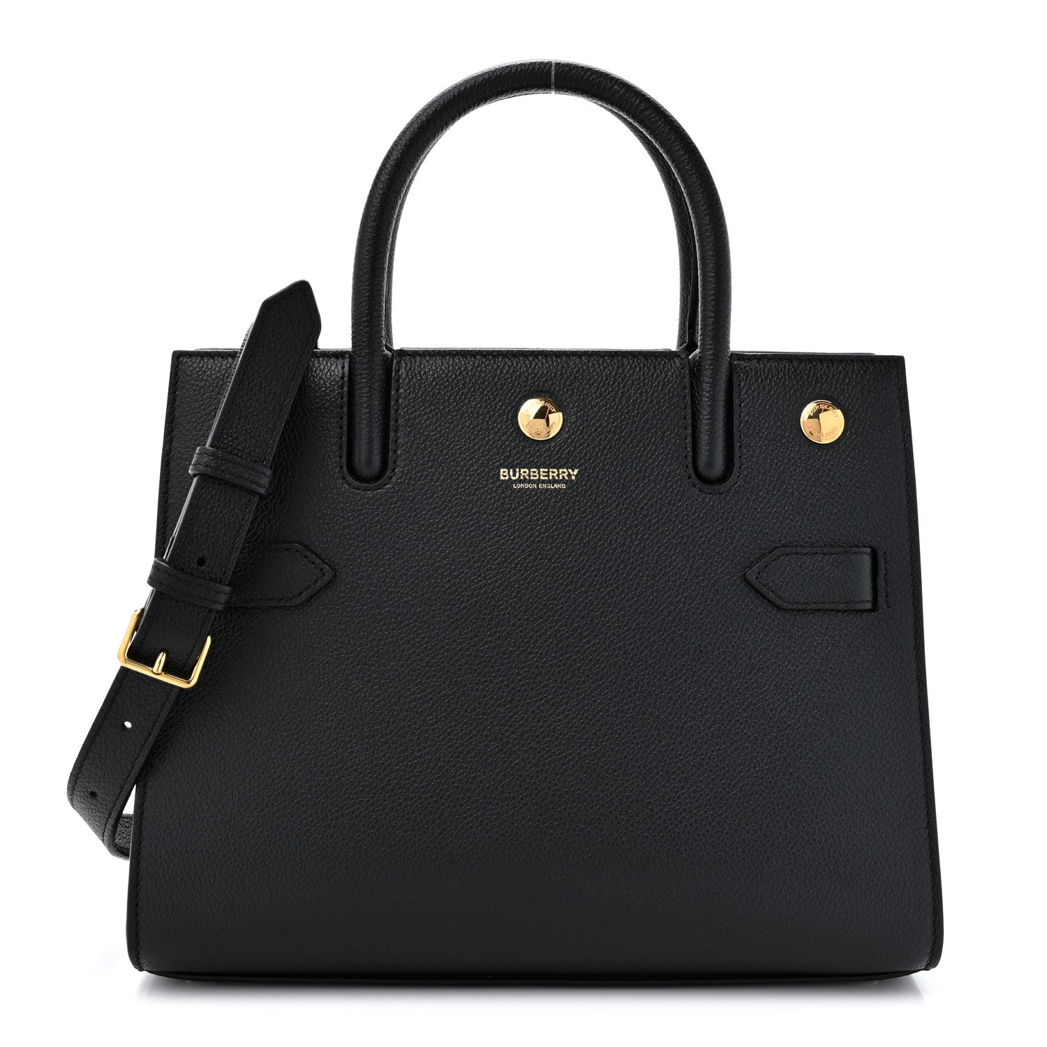 Burberry Grainy Calfskin Mini Two Handle Title Bag Black 1 of 9