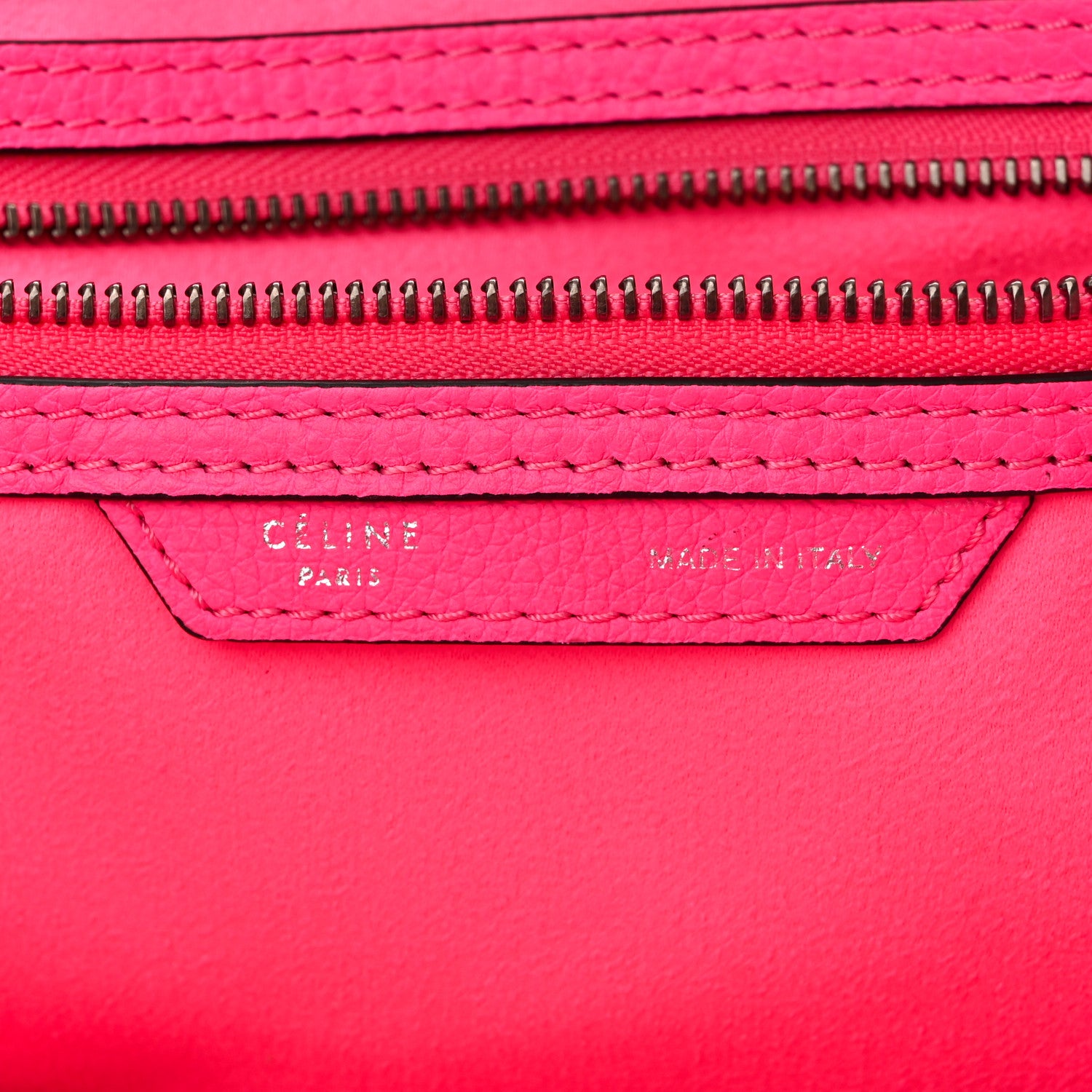 Celine Drummed Calfskin Mini Luggage Fluo Pink 6 of 11