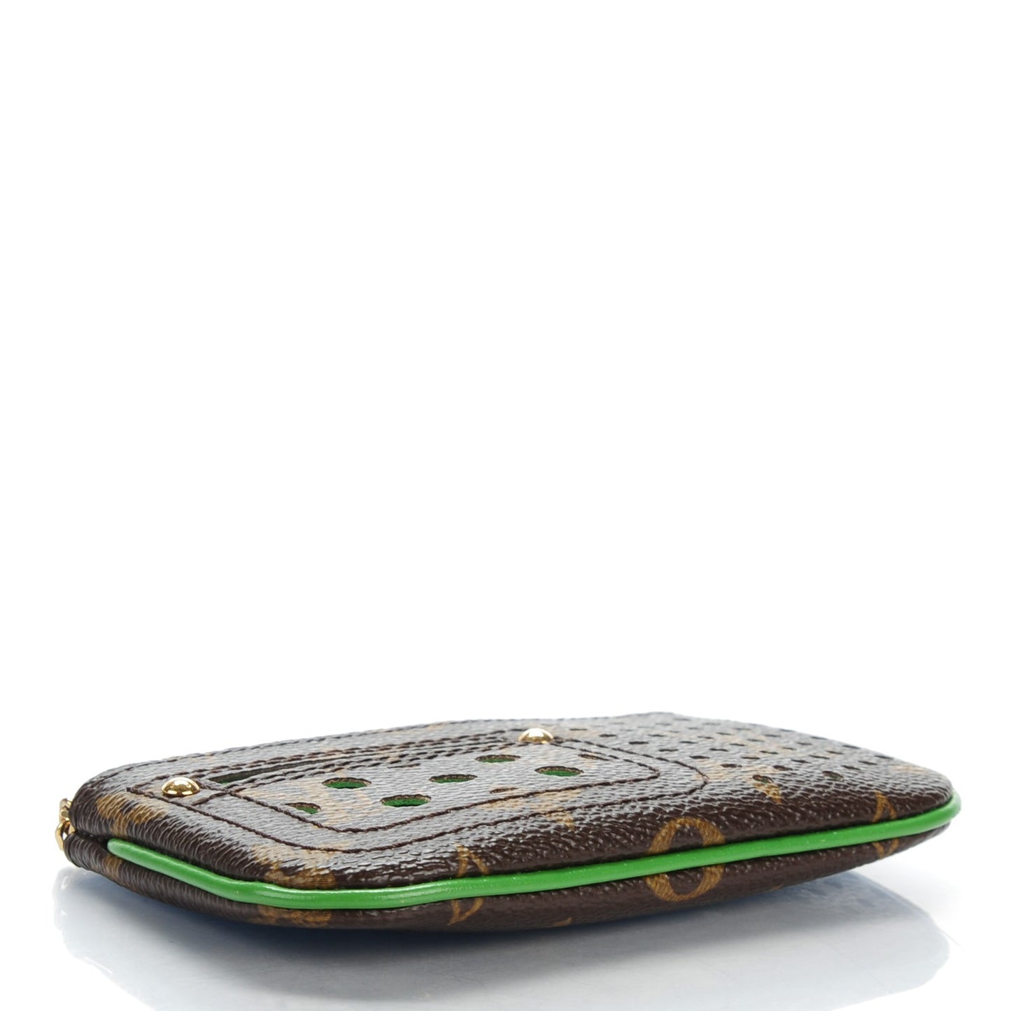 Monogram Perforated Key Pouch Green
