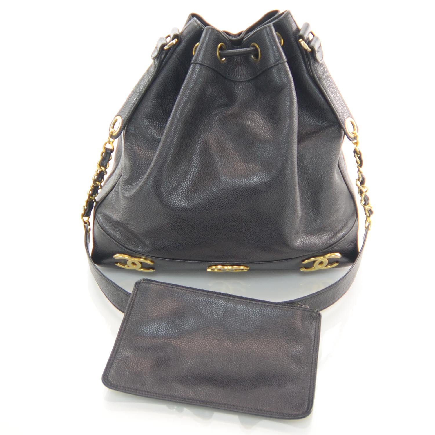 Chanel Caviar CC Drawstring Shoulder Bag Black 3 of 7