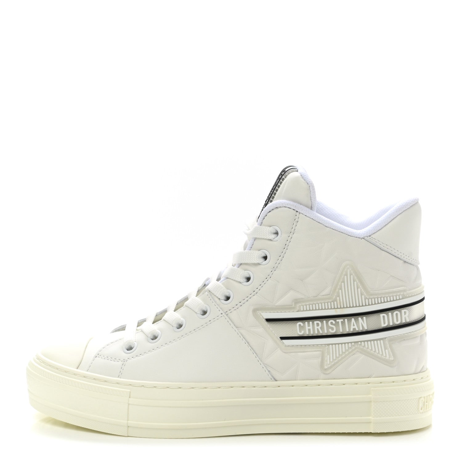Christian Dior Calfskin Womens Walk'n' Dior Star High Top Sneakers 37 White 1 of 9