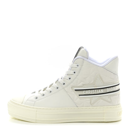 Christian Dior Calfskin Womens Walk'n' Dior Star High Top Sneakers 37 White 1 of 9