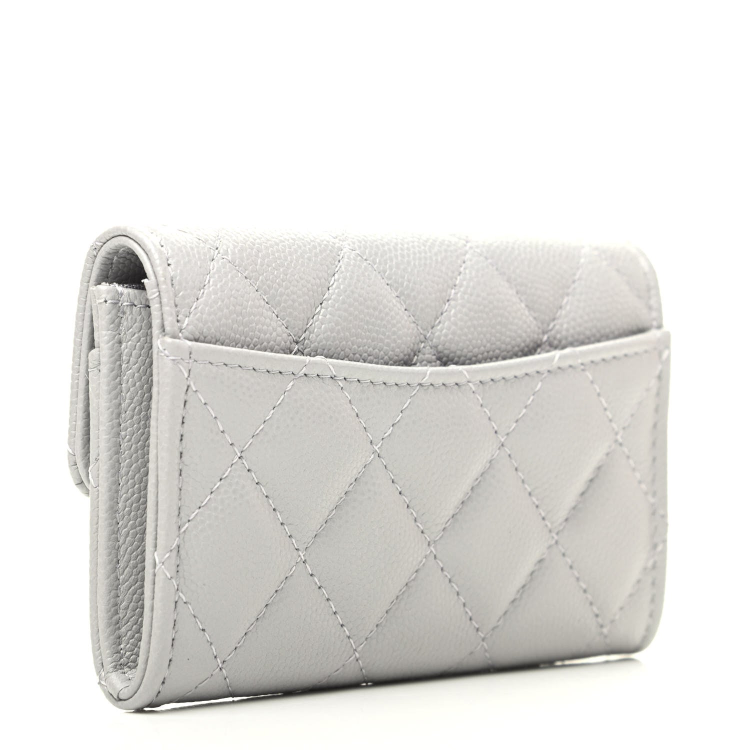 Chanel Caviar Quilted Flap Card Holder Wallet Grey 3 of 11
