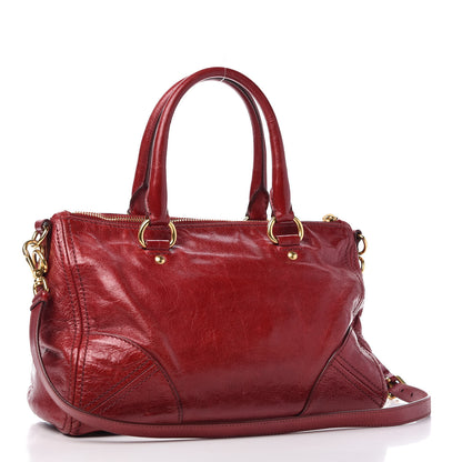 Prada Vitello Shine Shopping Satchel Rosso 3 of 10