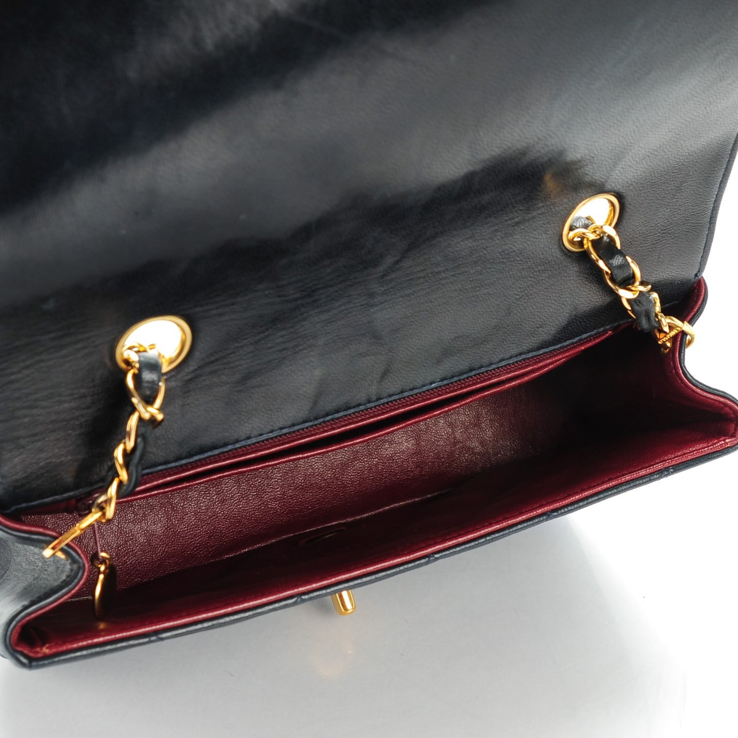 Lambskin Quilted Small Single Flap Navy