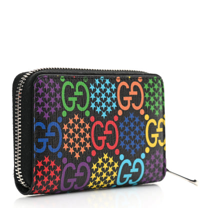 Gucci GG Supreme Monogram Psychedelic Zip Around Card Case Wallet Black 3 of 8