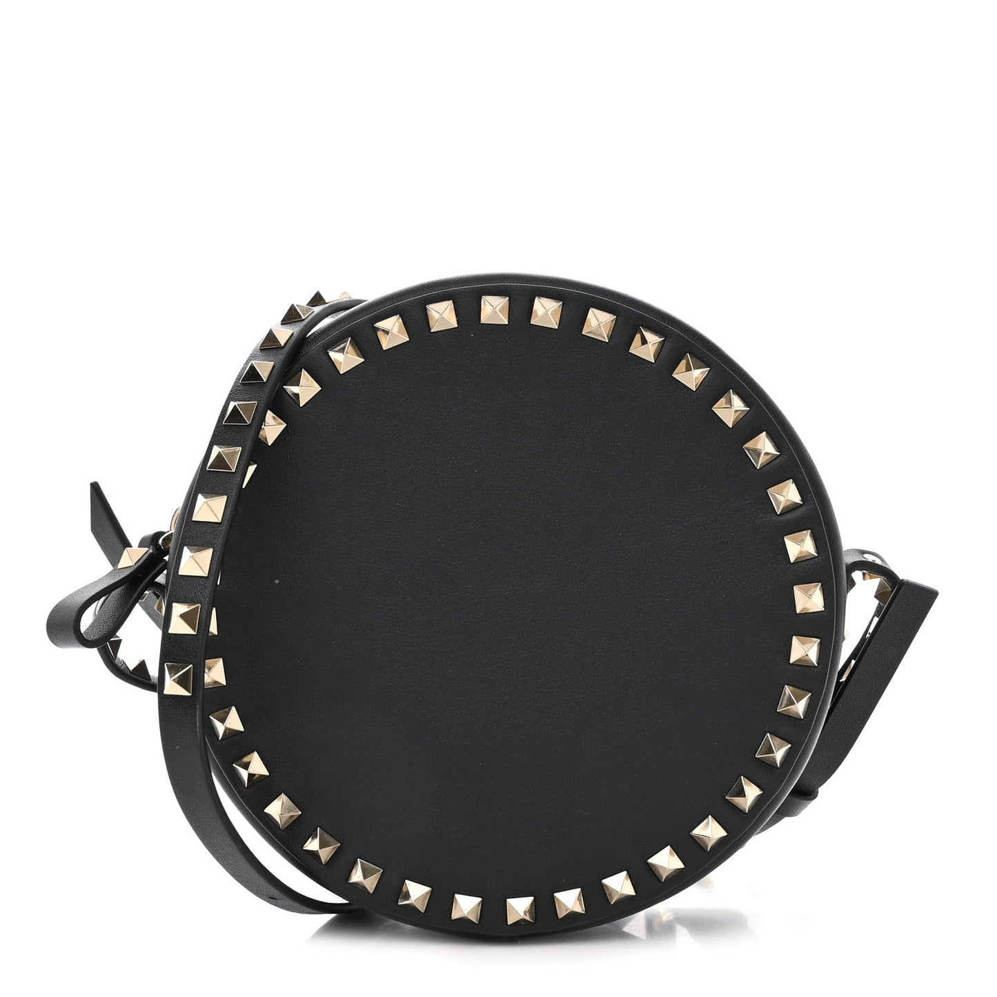 Calfskin Rockstud Round Crossbody Bag Black