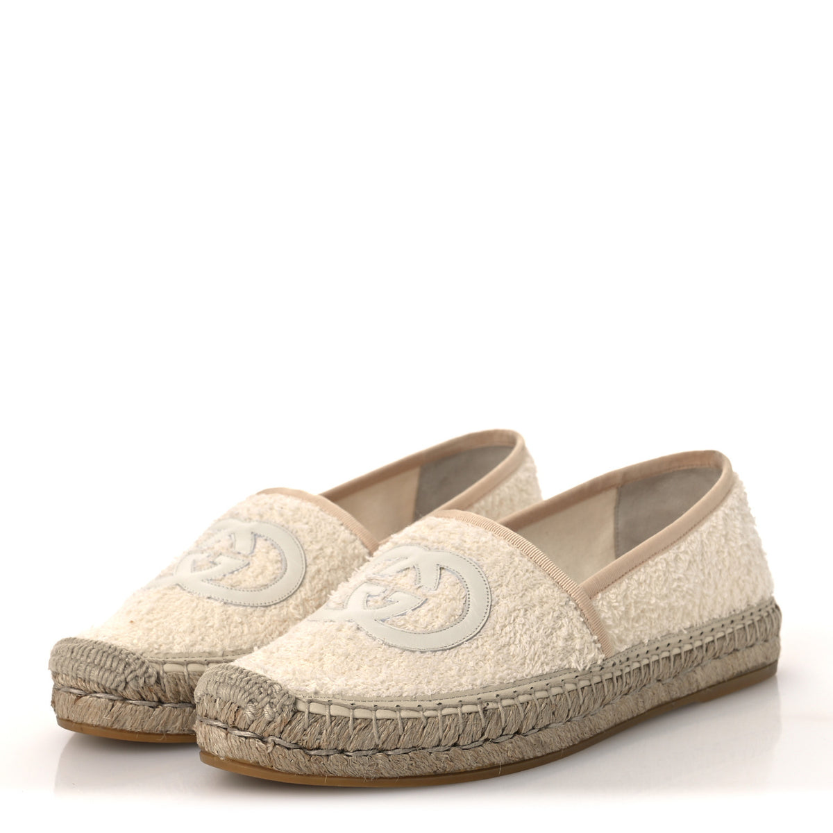 Gucci Terry Cloth Interlocking G Espadrilles 38.5 Ivory Dusty White Beige 4 of 11