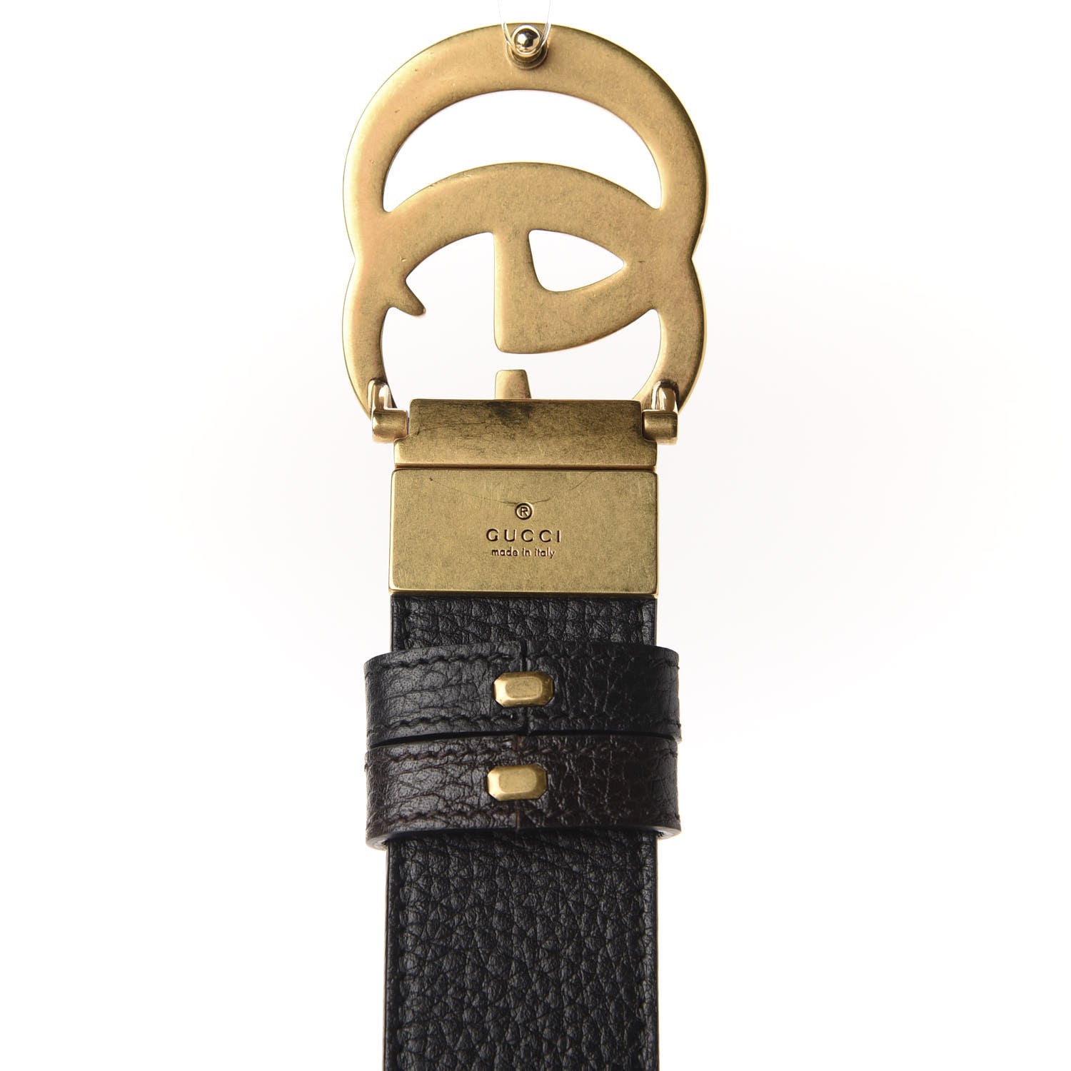 Gucci Calfskin Double G Reversible 37mm Belt 80 32 Black Cocoa 3 of 6