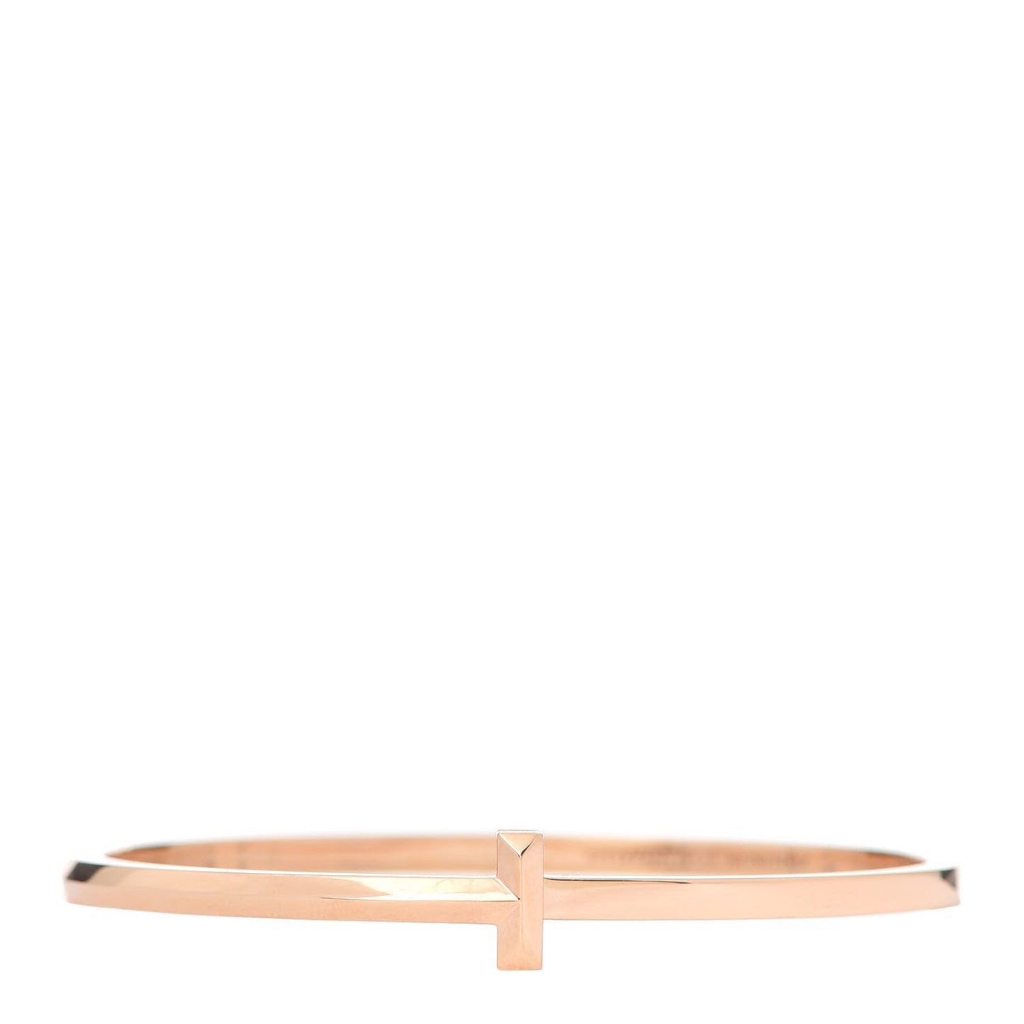 18K Rose Gold Narrow T T1 Hinged Bangle Bracelet