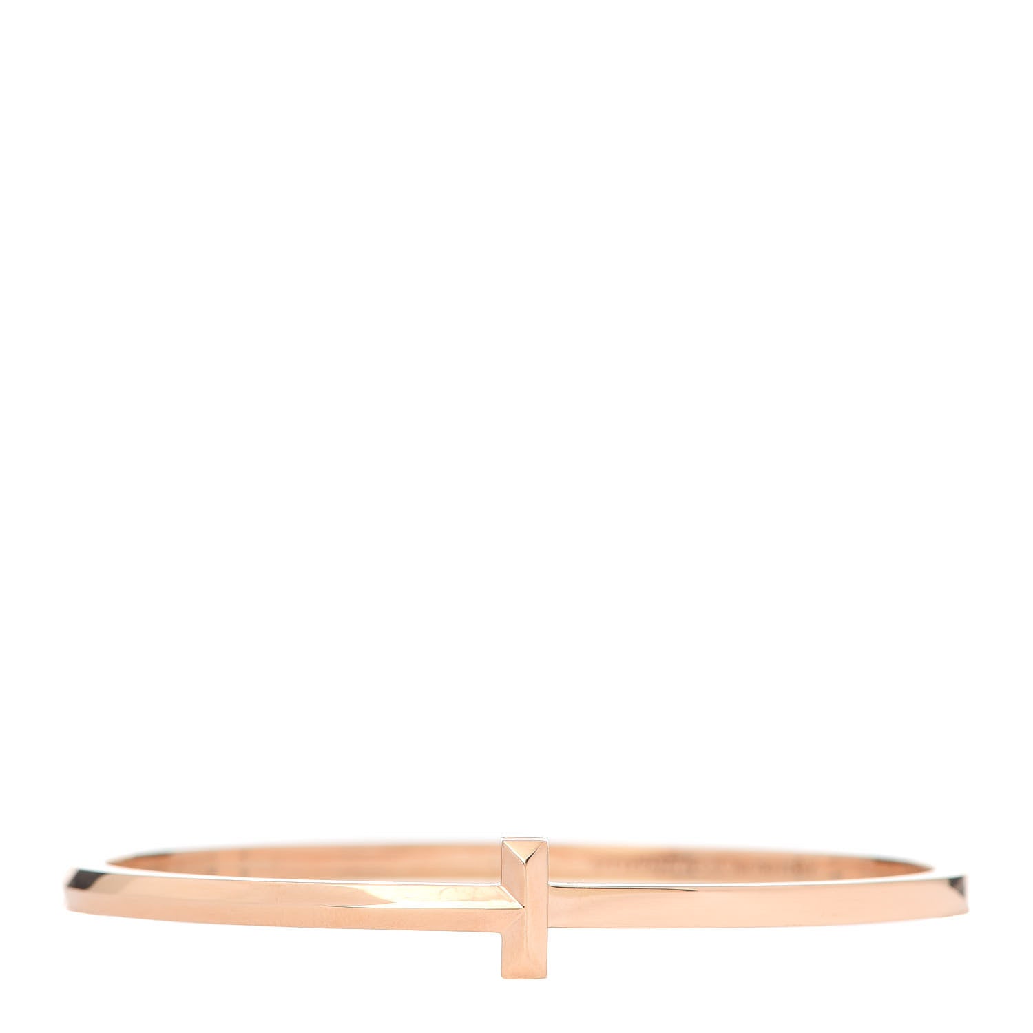 Tiffany 18K Rose Gold Narrow T T1 Hinged Bangle Bracelet 1 of 6