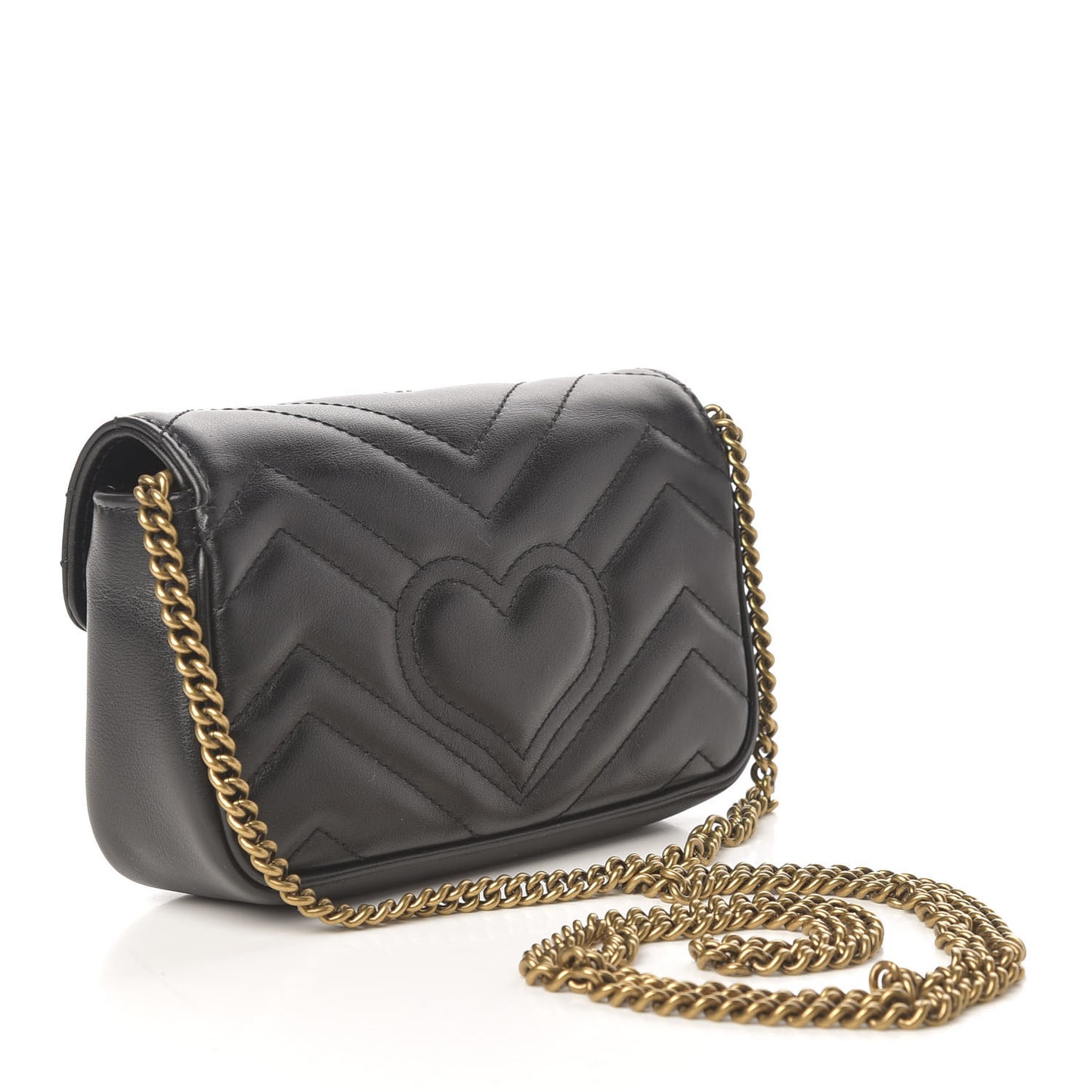 Calfskin Matelasse Super Mini GG Marmont Shoulder Bag Black