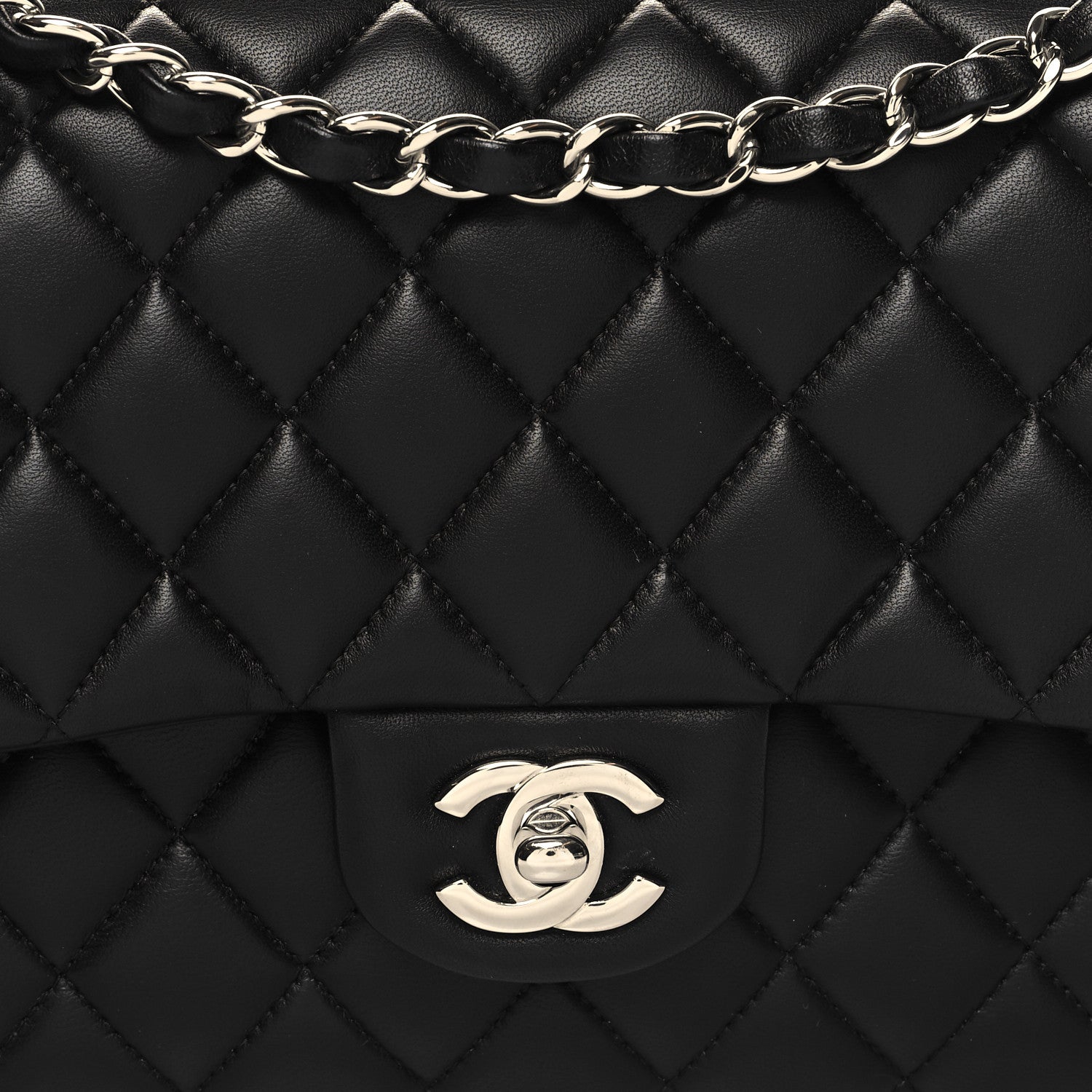 Chanel Lambskin Quilted Medium Double Flap Black 8 of 11