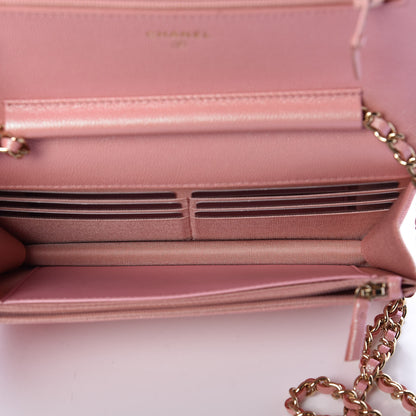 Chanel Iridescent Caviar Quilted Wallet on Chain WOC Rose Pink 5 of 11