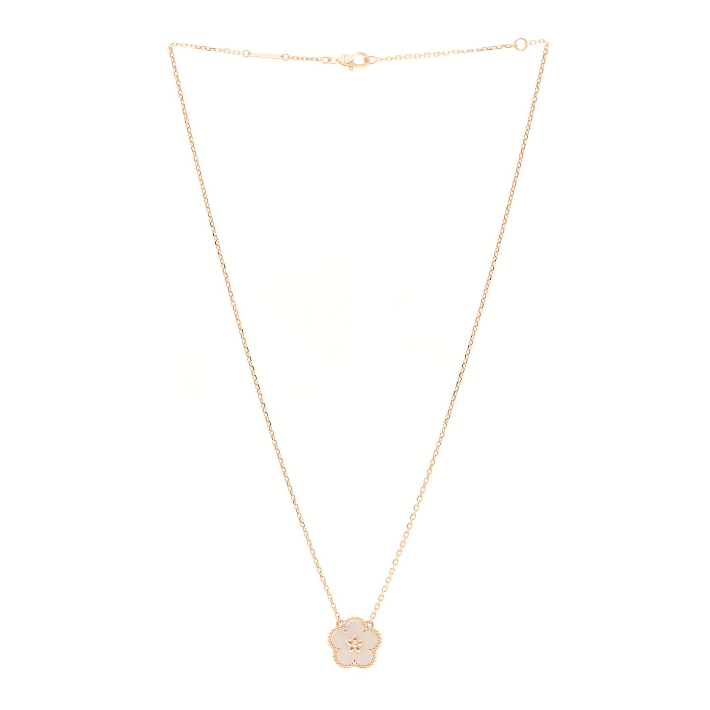 18K Rose Gold Mother of Pearl Lucky Spring Plum Blossom Necklace