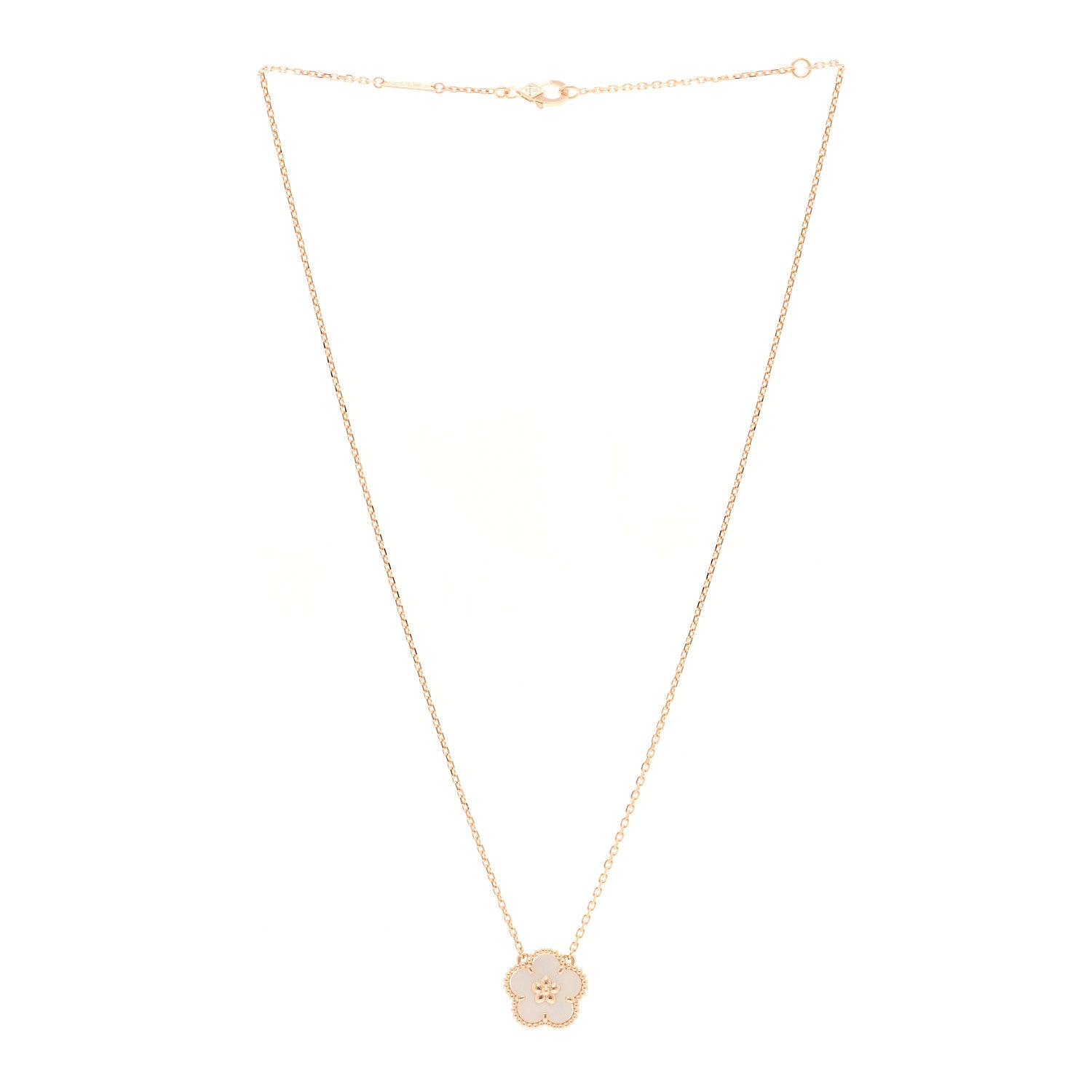 Van Cleef & Arpels 18K Rose Gold Mother of Pearl Lucky Spring Plum Blossom Necklace 3 of 5