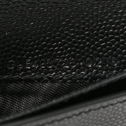 Saint Laurent Grain De Poudre Matelasse Chevron Monogram Compact Zip Around Wallet Black 7 of 9