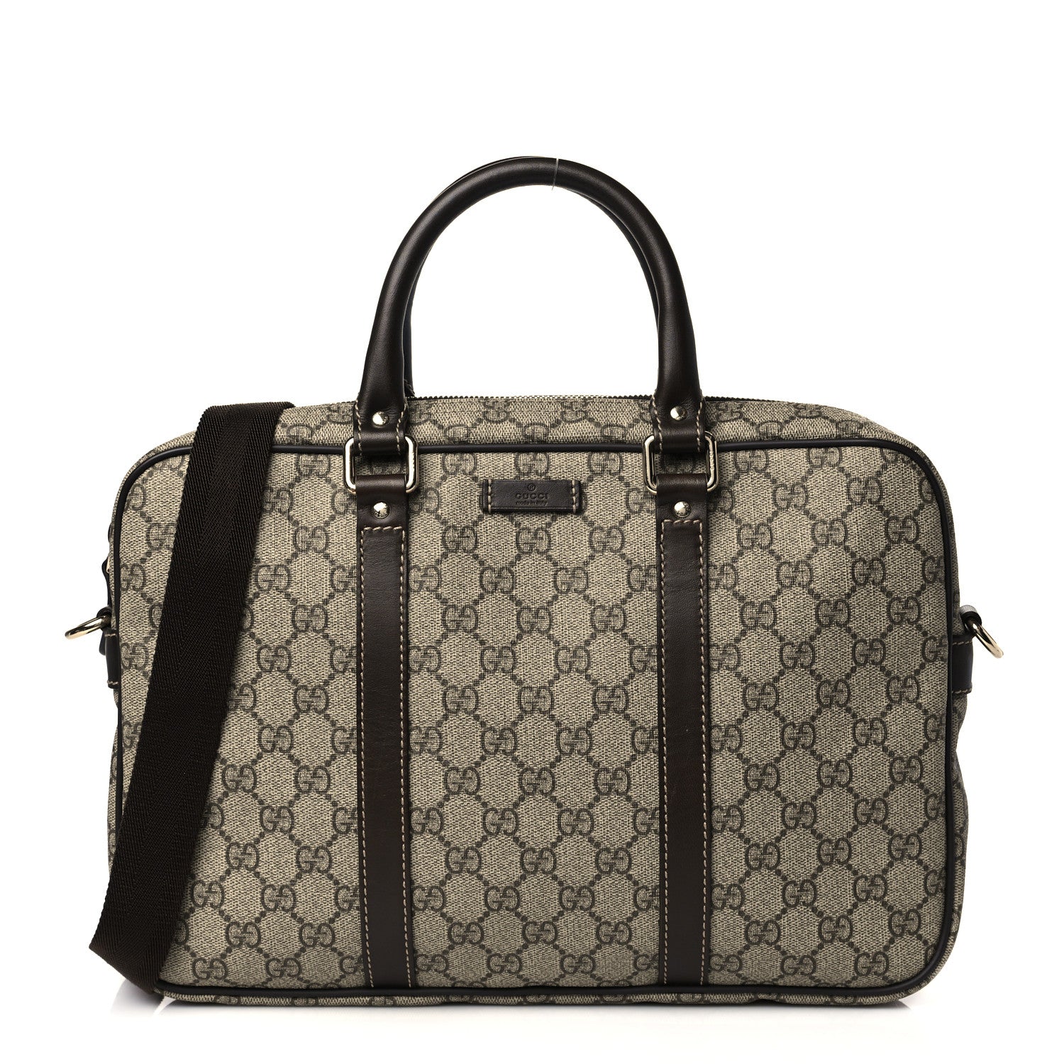 Gucci GG Supreme Monogram Briefcase Dark Brown 1 of 10
