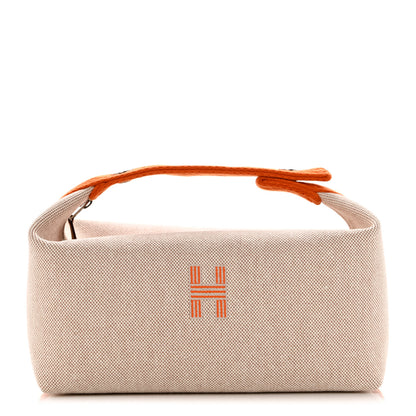 Hermes Canvas Small Bride-A-Brac Pouch Natural Orange 1 of 7