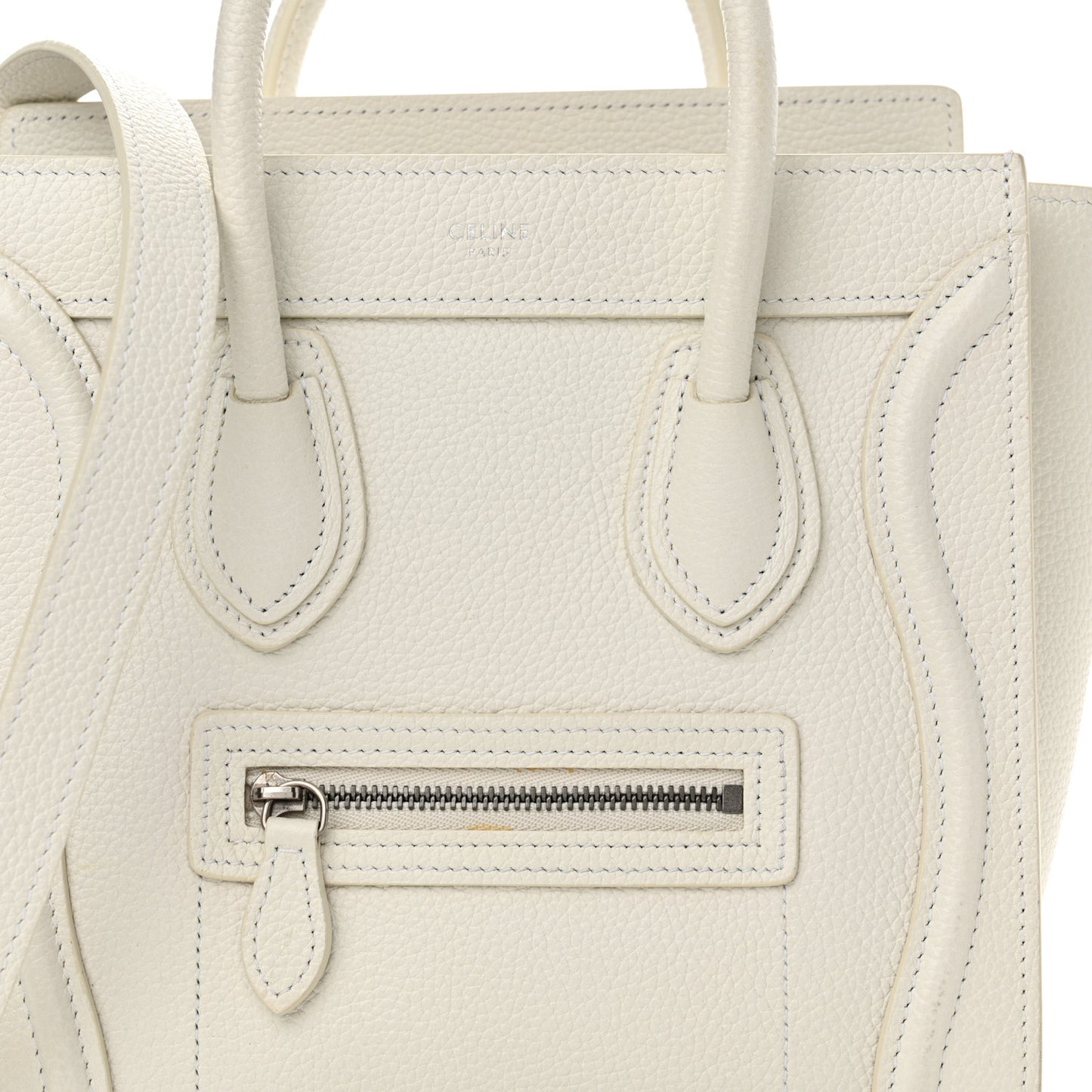 Drummed Calfskin Nano Luggage White
