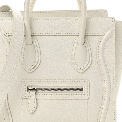 Celine Drummed Calfskin Nano Luggage White 8 of 15