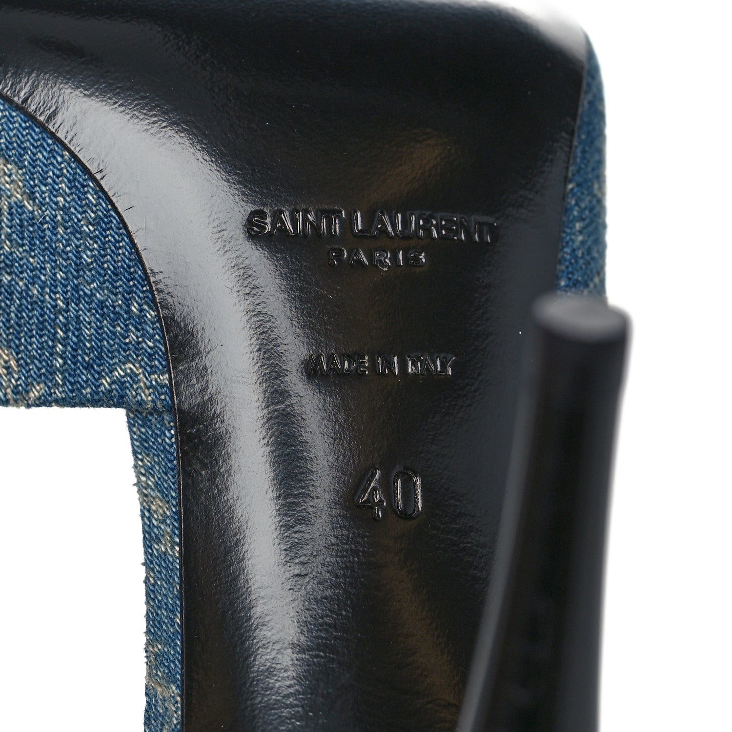 Saint Laurent Denim Monogram La 16 Mule Sandals 40 Blue Jeans 7 of 9