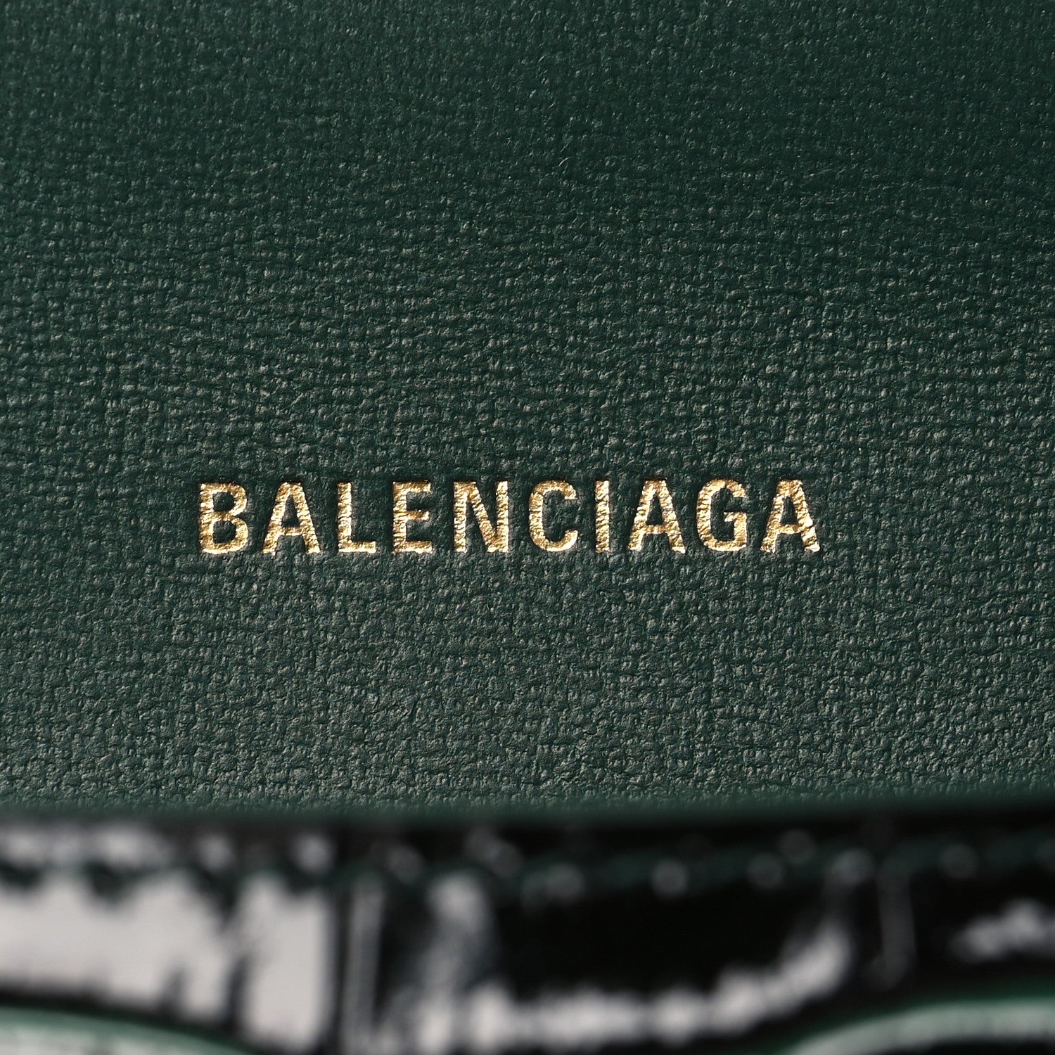 Balenciaga Shiny Calfskin Crocodile Embossed Small Hourglass Top Handle Bag Forest Green 6 of 10