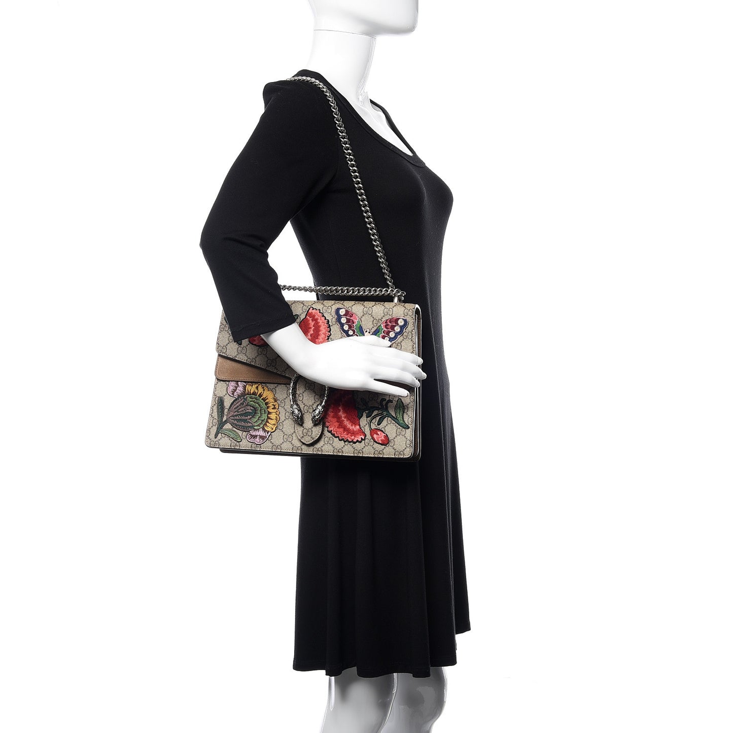 GG Supreme Monogram Embroidered Medium Dionysus Shoulder Bag Beige