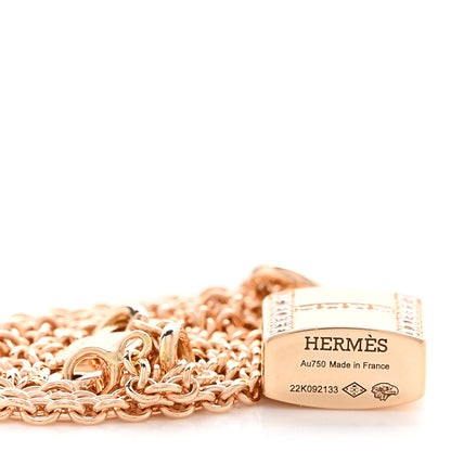 Hermes 18K Rose Gold Diamond Amulettes Cadenas Pendant Necklace 5 of 5