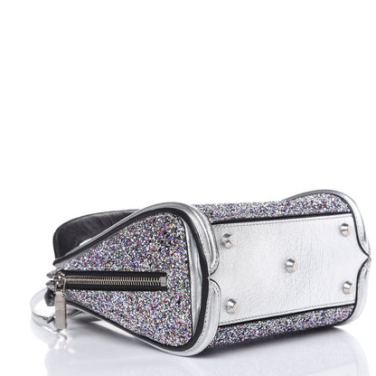 Alexander McQueen Metallic Calfskin Glitter Mini Heroine Grey Multicolor 4 of 13