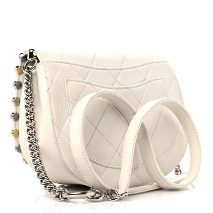 Chanel Lambskin Quilted Small Studded Bubble Flap White 3 of 12