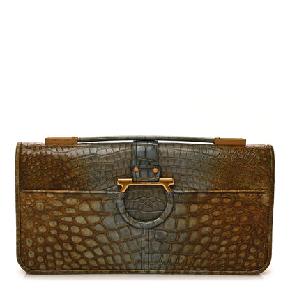 Salvatore Ferragamo Alligator Degrade Iolanda Clutch Cygno 1 of 9