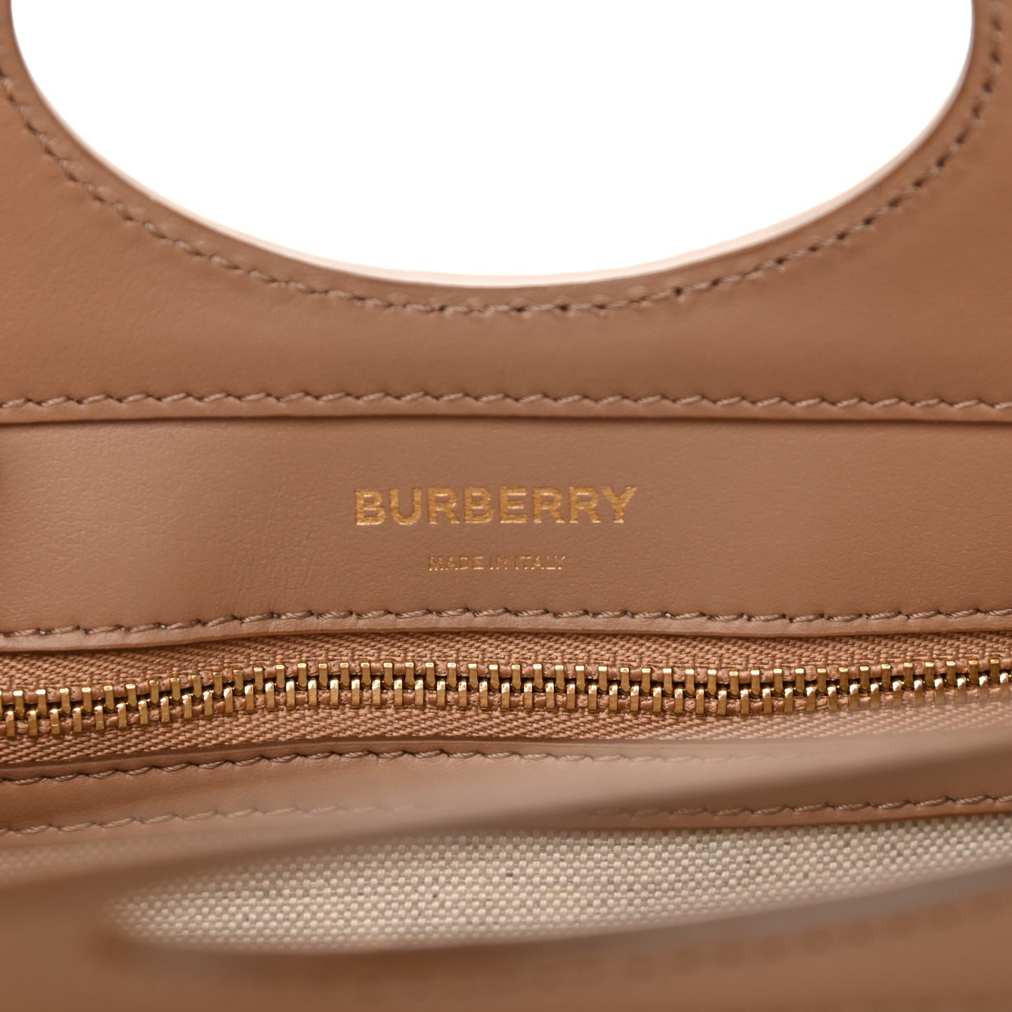 Smooth Calfskin Striped Mini Pocket Bag Camel
