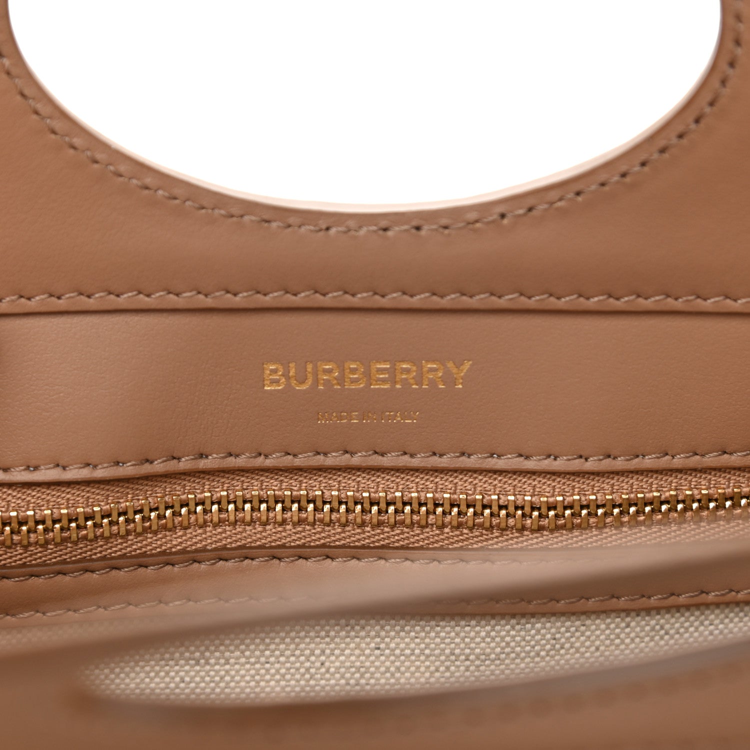 Burberry Smooth Calfskin Striped Mini Pocket Bag Camel 6 of 9